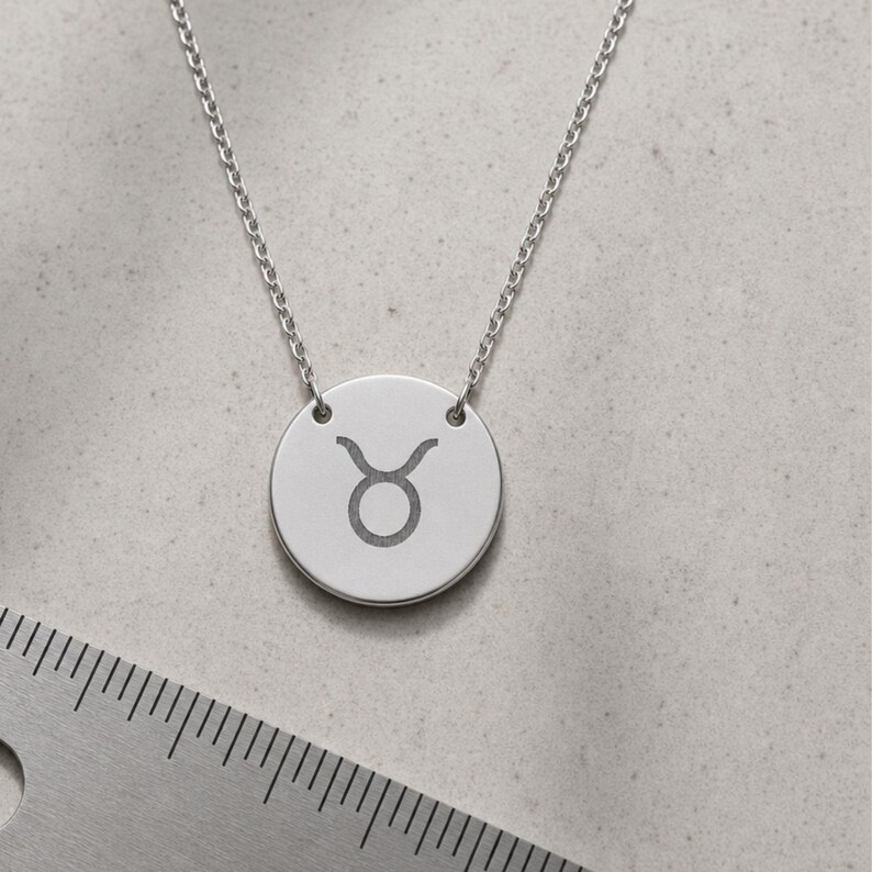 Taurus Coin Necklace, Taurus Bull Necklace, Zodiac Coin Necklace, Birth Sign Necklace Stainless Steel (No coating)