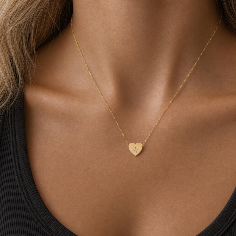 Heartbeat Necklace, EKG Heart Pendant, Stainless Steel, Tarnish Resistant, Symbolic Jewelry image 2