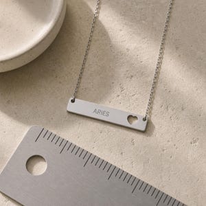 Aries Sign Necklace, Aries Pendant, Zodiac Bar Necklace, Birth Sign Necklace image 6