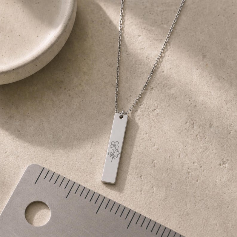 Collana con fiore di nascita di febbraio, collana con fiore di violetta, ciondolo a forma di fiore di violetta Stainless Steel (No coating)