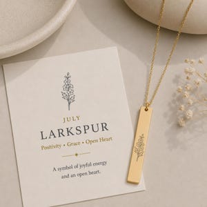 Larkspur Necklace, July Flower Necklace, Larkspur Charm image 3