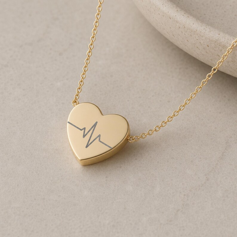 Heartbeat Necklace, EKG Heart Pendant, Stainless Steel, Tarnish Resistant, Symbolic Jewelry image 7