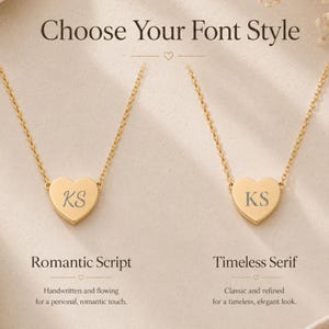 Heart Initial Pendant Necklace - Personalized One or Two Initial Necklace image 2