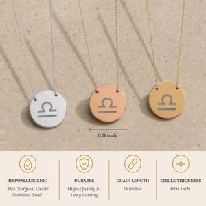 Libra Coin Necklace, Libra Scale Necklace, Zodiac Coin Necklace image 8
