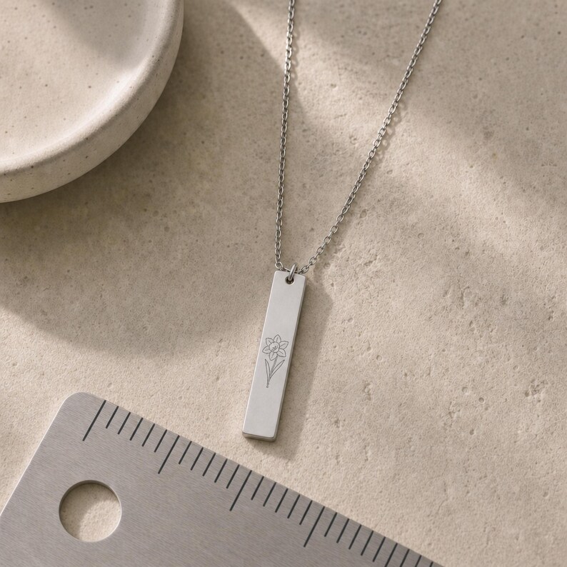 Daffodil Flower Necklace, Daffodil Necklace, Daffodil Pendant Stainless Steel (No coating)