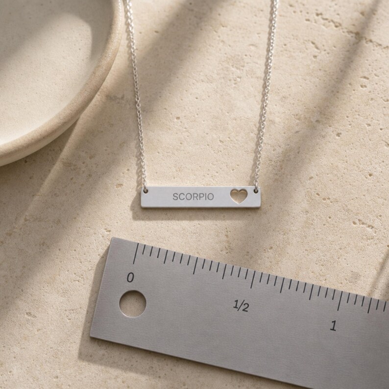 Scorpio Gift For Her, Scorpio Pendant, Zodiac Bar Necklace, Birth Sign Necklace image 6