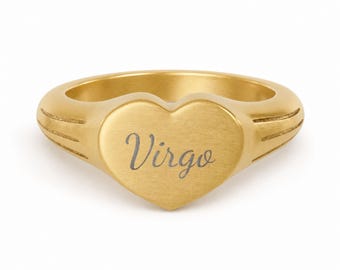 Virgo Ring, Constellation Ring, Heart Signet Ring, Small Signet Ring