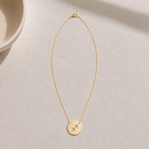 Naszyjnik z monetą Strzelca, wisior z monetą zodiaku, naszyjnik ze znakiem zodiaku 18K Gold PVD coating