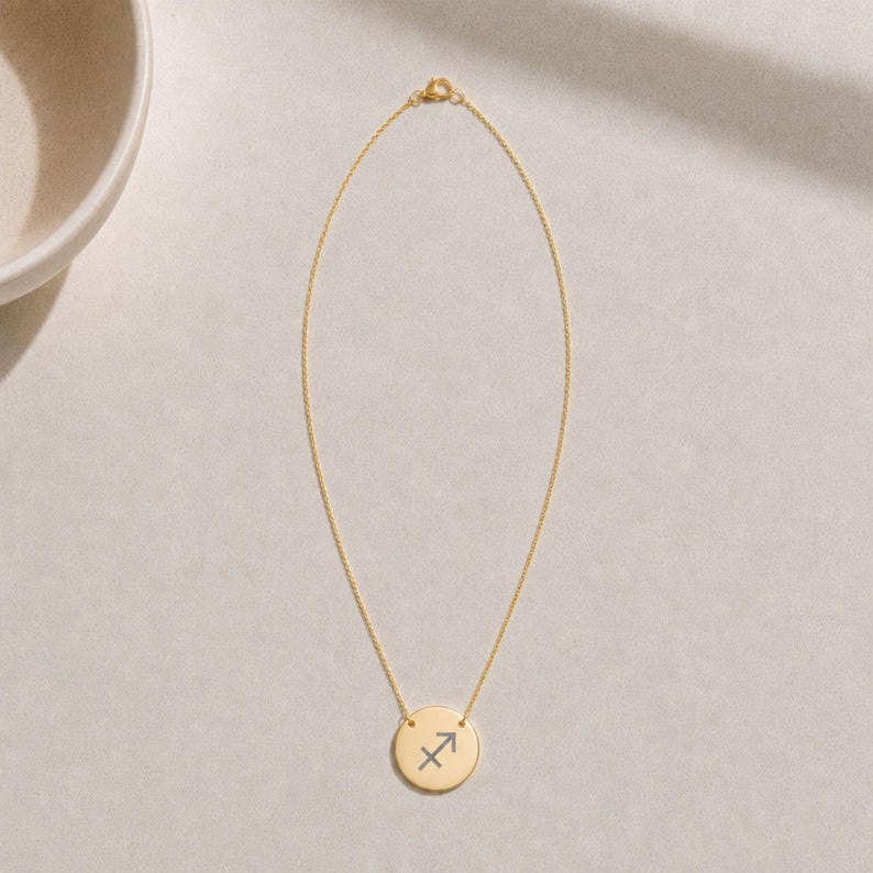 Naszyjnik z monetą Strzelca, wisior z monetą zodiaku, naszyjnik ze znakiem zodiaku 18K Gold PVD coating