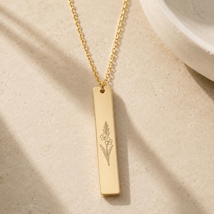 Gladiolushalsband, Gladiolushänge, Gladiolusberlock 18K Gold PVD coating