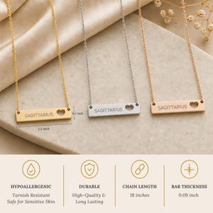 Sagittarius Pendant, Sagittarius Necklace, Zodiac Bar Necklace, Birth Sign Necklace image 9