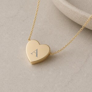 Heart Initial Pendant Necklace - Personalized One or Two Initial Necklace 18K Gold PVD coating