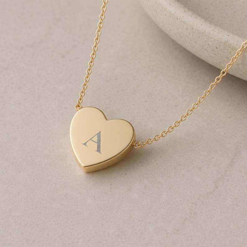 Heart Initial Pendant Necklace - Personalized One or Two Initial Necklace 18K Gold PVD coating