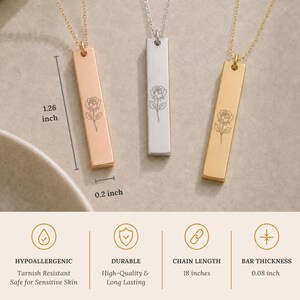 June Flower Necklace, June Rose Necklace, June Flower Charm image 8