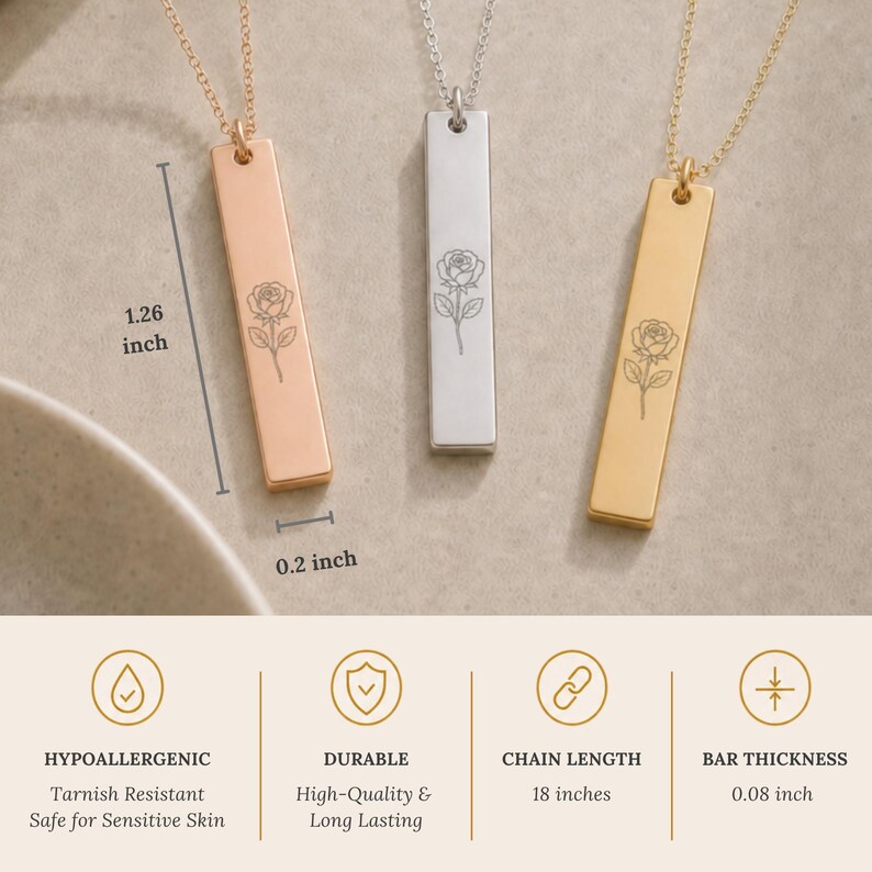 June Flower Necklace, June Rose Necklace, June Flower Charm image 8