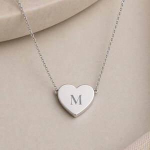 Heart Initial Pendant Necklace - Personalized One or Two Initial Necklace Stainless Steel (No coating)