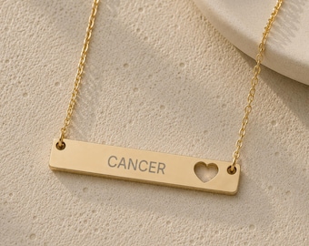 Cancer Zodiac Necklace, Zodiac Bar Necklace, Birth Sign Necklace, Nontarnish Necklace