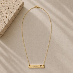 Scorpio Gift For Her, Scorpio Pendant, Zodiac Bar Necklace, Birth Sign Necklace image 7