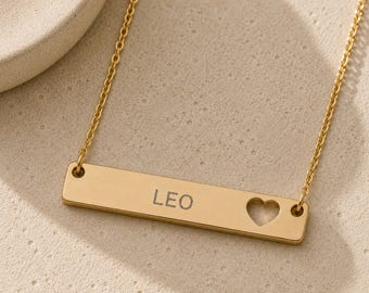 Leo Zodiac Pendant, Zodiac Bar Necklace, Birth Sign Necklace, Nontarnish Necklace