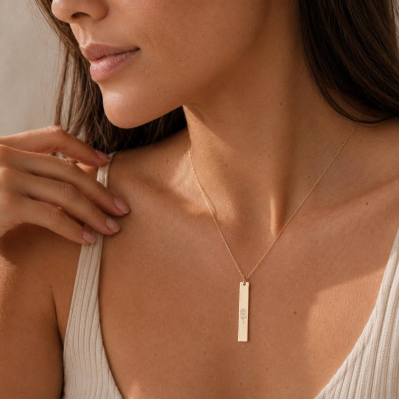 June Flower Necklace, June Rose Necklace, June Flower Charm image 2