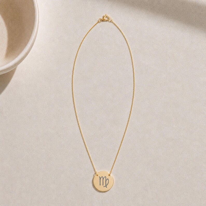 Colgante de moneda de Virgo, collar de moneda de Virgo, collar del signo zodiacal, collar del signo Virgo imagen 5