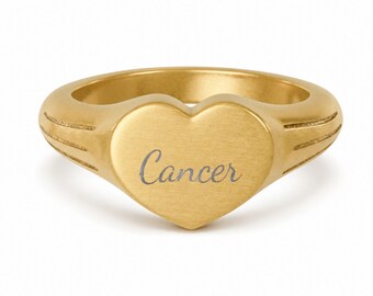 Cancer Zodiac Ring, Constellation Ring, Heart Signet Ring, Small Signet Ring