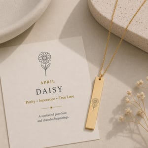 Tiny Daisy Necklace, April Birth Flower, Daisy Charm Necklace image 2