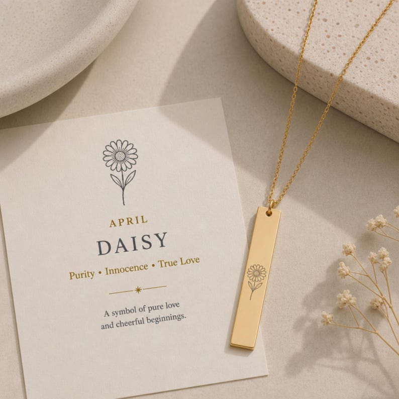 Tiny Daisy Necklace, April Birth Flower, Daisy Charm Necklace image 2