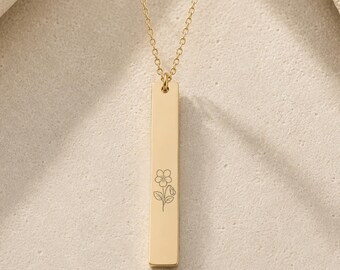February Birth Flower Necklace, Violet Flower Necklace, Violet Flower Charm
