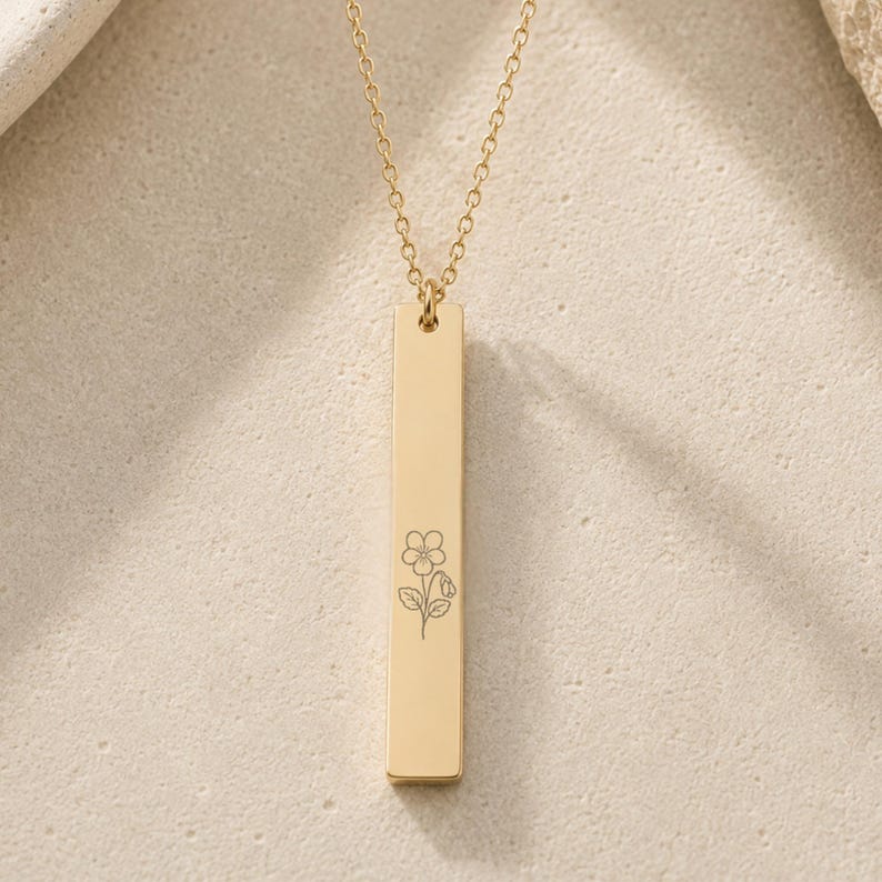 Collana con fiore di nascita di febbraio, collana con fiore di violetta, ciondolo a forma di fiore di violetta 18K Gold PVD coating
