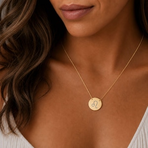 Leo Symbol Necklace, Leo Coin Necklace, Leo Lion Necklace, Zodiac Coin Necklace
