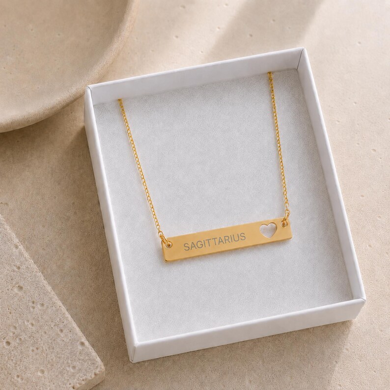 Sagittarius Pendant, Sagittarius Necklace, Zodiac Bar Necklace, Birth Sign Necklace image 4