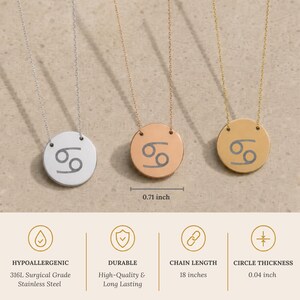 Cancer Crab Necklace, Cancer Coin Necklace, Cancer Zodiac Coin, Zodiac Coin Necklace bild 8