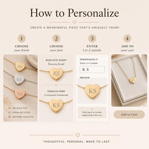 Heart Initial Pendant Necklace - Personalized One or Two Initial Necklace image 8