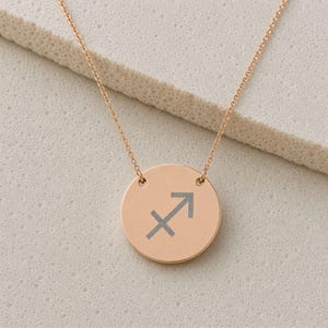 Naszyjnik z monetą Strzelca, wisior z monetą zodiaku, naszyjnik ze znakiem zodiaku 18K Rose Gold PVD coating