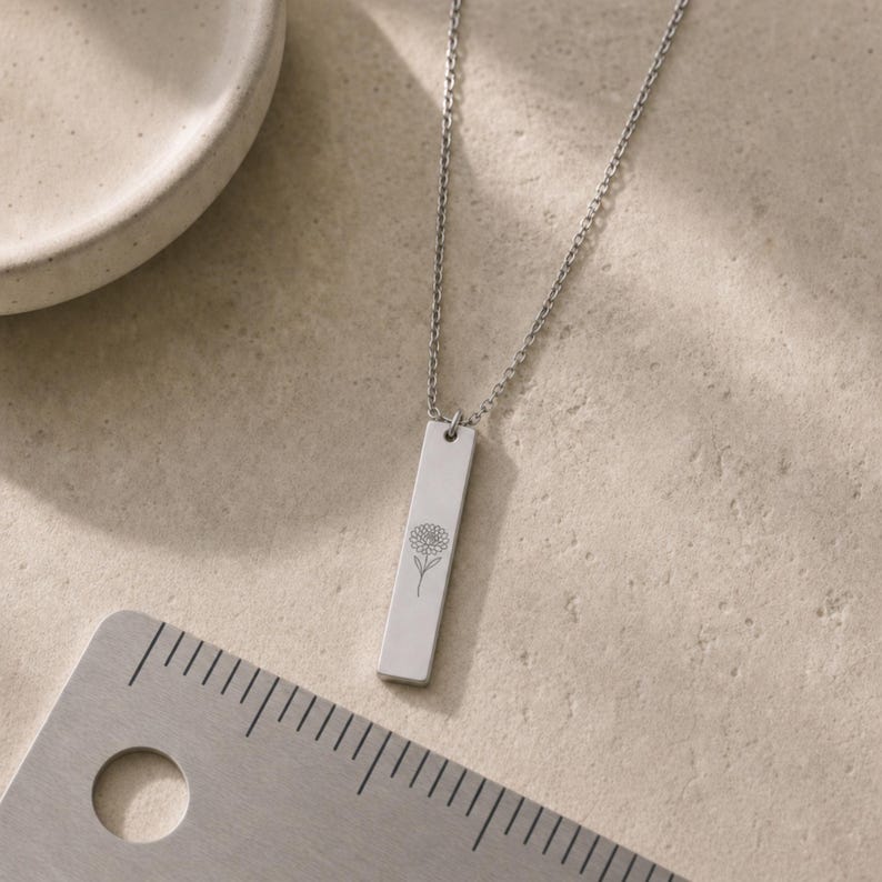 Chrysanthemum Necklace, Chrysanthemum Charm, November Birth Flower Stainless Steel (No coating)