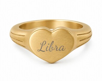Libra Ring, Constellation Ring, Heart Signet Ring, Small Signet Ring