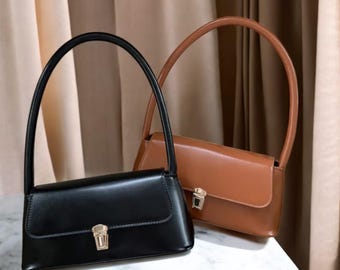 Women Shoulder Bag | French Style Minimalist Tote Leather Handbag | Casual Daily Use Modern Fashion