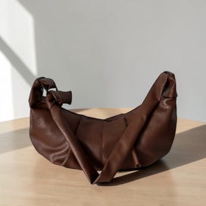 Dumpling Bag | Soft Leather Shoulder Bag, Pleated Crossbody Purse, Casual Commuter Bag