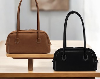 Borsa a tracolla in peluche patchwork di grande capacità / Borsa tote da donna per l'uso quotidiano