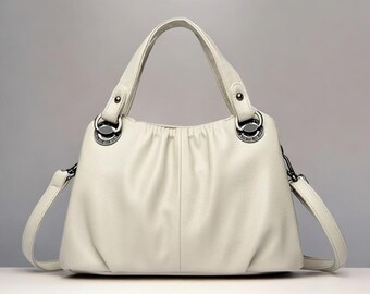 Women Leather Shoulder Bag | Two-Layer Crossbody Tote Bag