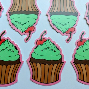 Cupcake Sticker, Sticker, cupcake, baker Gifts, mountain Sticker, planner Stickers, Bumper Sticker, mountain art, crystals, cupcake art image 6