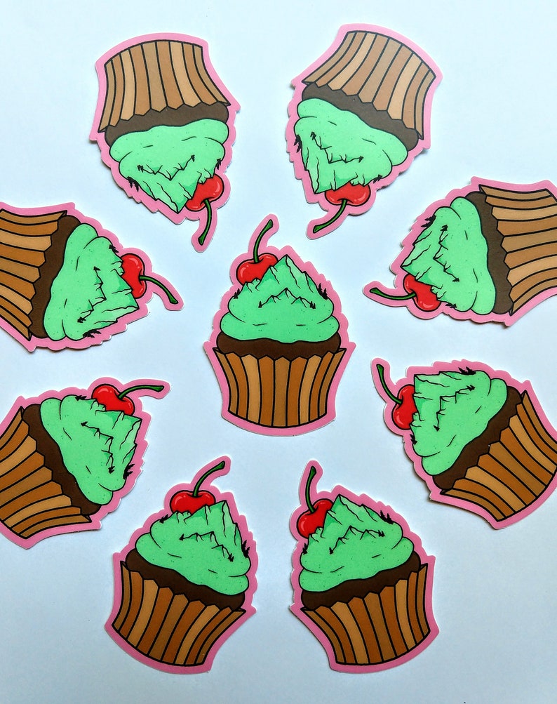 Cupcake Sticker, Sticker, cupcake, baker Gifts, mountain Sticker, planner Stickers, Bumper Sticker, mountain art, crystals, cupcake art image 4