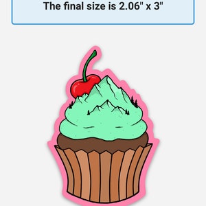 Cupcake Sticker, Sticker, cupcake, baker Gifts, mountain Sticker, planner Stickers, Bumper Sticker, mountain art, crystals, cupcake art image 7