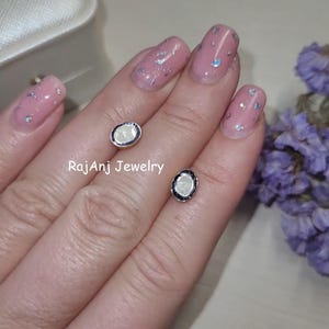 Slice Cut Uneven Polki Diamond Stud Earring, 925 Sterling Silver Dainty Everyday Earring