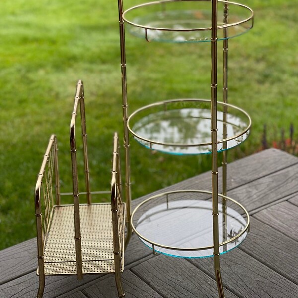 Bamboo Side Table Magazine Rack Etsy
