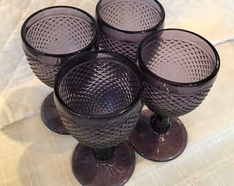 Water Glass Set of 4, 2 sets available Ivima Purple Diamond Point Knob Stemmed Wine