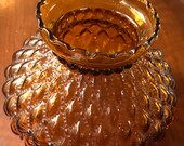 Vintage Fenton Amber Glass Hobnail Parlor Lamp Hurricane Shade, 7 quot Fitter