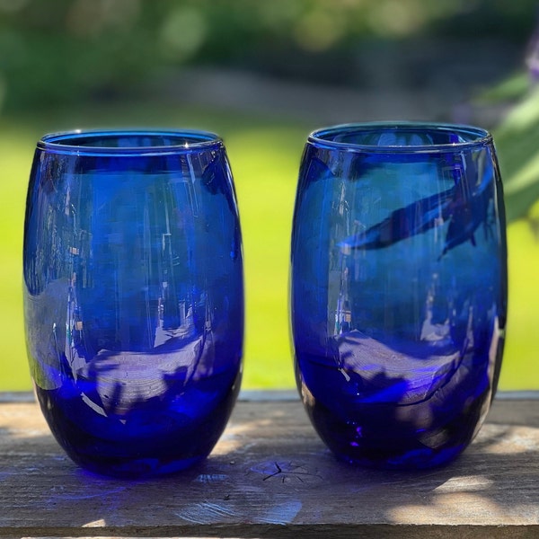 Cobalt Blue Goblets Etsy