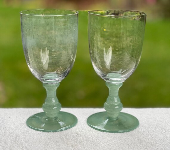 PAIR of Villeroy and Boch Isabelle Green jade Goblets Set | Etsy